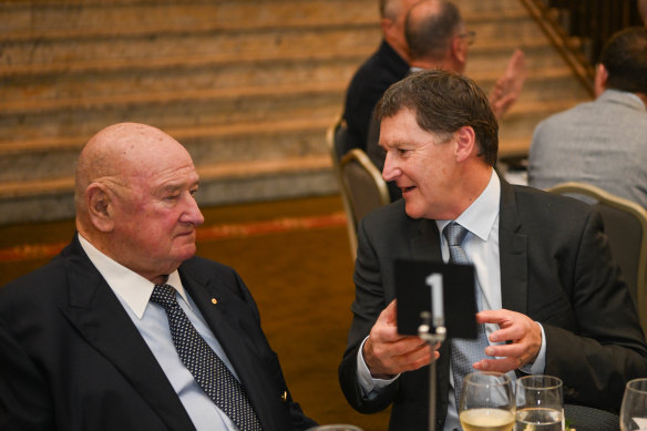 Businessman Lindsay Fox and Chief Commissioner of Victoria Police Shane Patton.