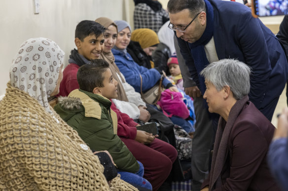Penny Wong visits a UN health clinic for Palestinians run by the UNRWA in Amman, Jordan, this month.