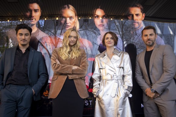 The big names in Melbourne’s 2.22 – A Ghost Story: (from right to left) Daniel MacPherson, Ruby Rose, Gemma Ward and Remy Hii.