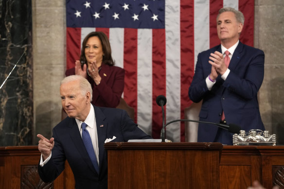 President Joe Biden delivers the State of the Union address to a joint session of Congress at the US Capitol on February 7.