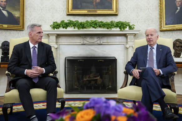 US President Joe Biden with House Speaker Kevin McCarthy.