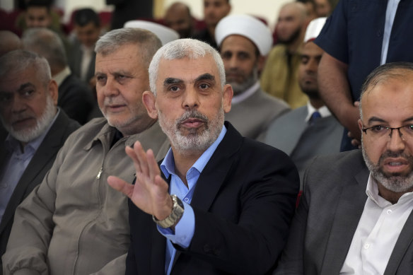 Israel says its forces have surrounded the home of Yahya Sinwar, head of Hamas in Gaza, centre.