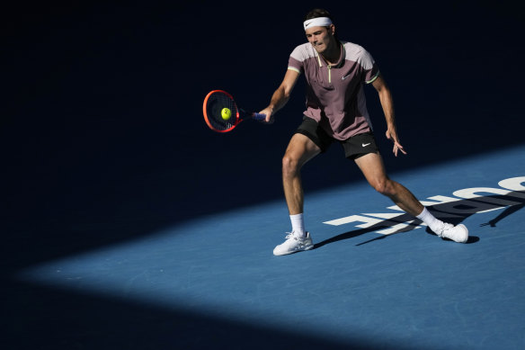 Taylor Fritz against Novak Djokovic in the quarter-finals of the Australian Open.