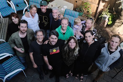 Farhad Bandesh (centre) celebrating his 40th birthday with friends at home in Melbourne.