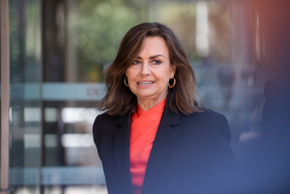 Lisa Wilkinson outside the Federal Court last year. 