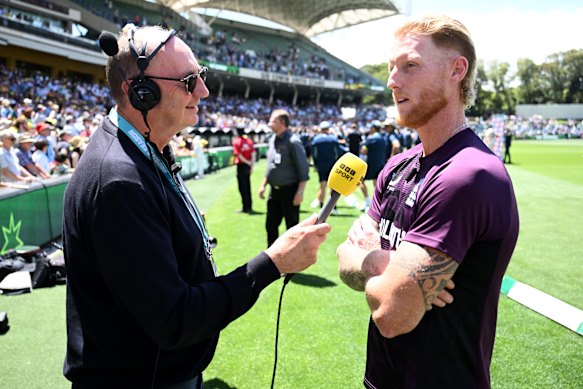 Ben Stoked is interviewed after the defeat in Adelaide.