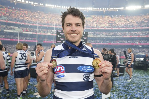 It’s hard to wipe the smile off Isaac Smith’s face in Geelong.
