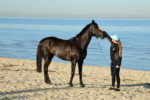 Gold Trip and Ashley Jarvis at a beach track work session earlier this month. 