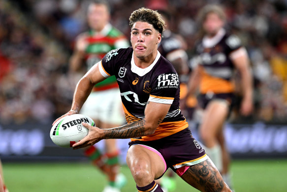 Reece Walsh of the Broncos in action during the round two NRL match against the Rabbitohs.