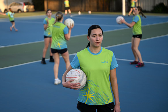 Netballer Lorelei Weymouth wants to be able to play at the Yarra Bend netball courts, which are sitting empty. 