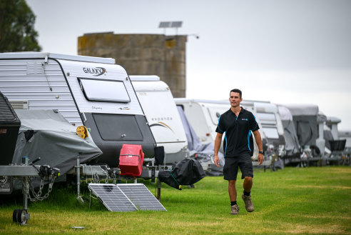 Wheely successful: Former TV soap star Andrew Morley at the Scoresby yard of his business, Store My Van.