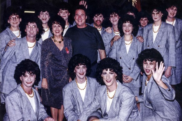 Moore with the 1994 Mardi Gras
contingent of “Clovers”.