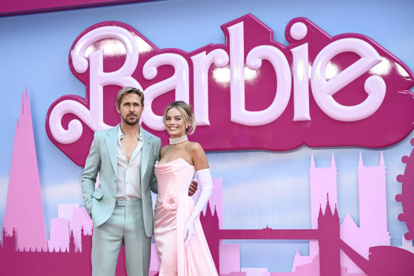 Stars Ryan Gosling and Margot Robbie attend the Barbie European premiere in London.