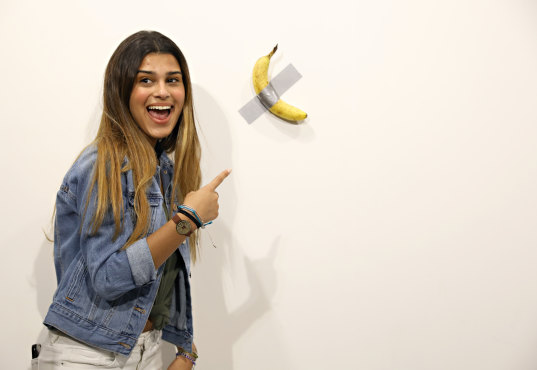Maurizio Cattelan's “Comedian” was popular with visitors to Miami's Art Basel.
