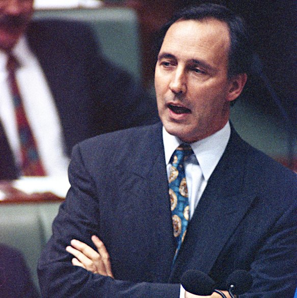Paul Keating, pictured in 1992, knew how to flick the switch to vaudeville in the House.