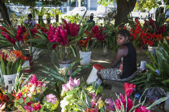 A flower seller at the Port Vila market. 