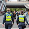 Protective Services Officers on patrol near Southern Cross Station on Monday.