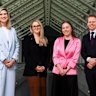 New Labor Senators, Corinne Mulholland, Ellie Whiteaker, Charlotte Walker and Richard Dowling, at Parliament House in Canberra.