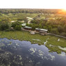 Vumbura Plains camp: Wildlife freely come and go from this lagoon.