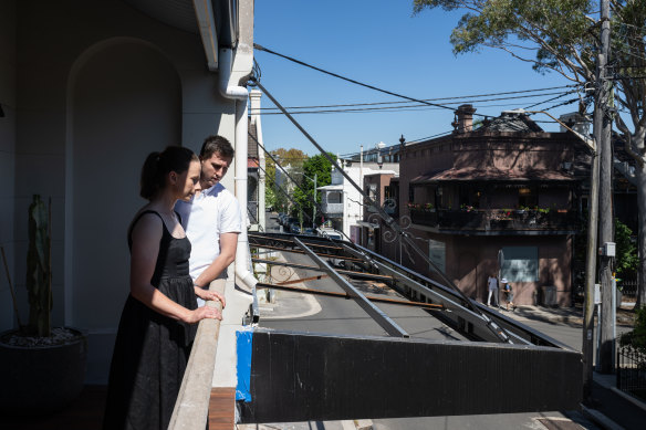 Josh and Julie Niland on the first floor of the renovated Grand National Hotel.