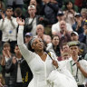 Serena Williams acknowledges the crowd after being defeated by France’s Harmony Tan in the first round at this year’s Wimbledon championships.