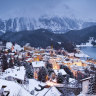 Winter view of St. Moritz at dusk.