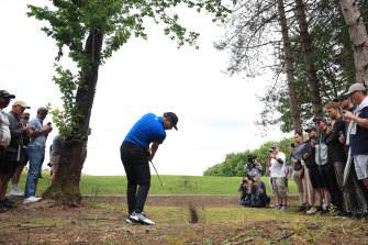 Sergio Garcia plays out of the rough on the fourth hole during his opening round on Thursday.