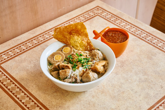 The bakso special at Meetbowl features many variations of beef meatball.
