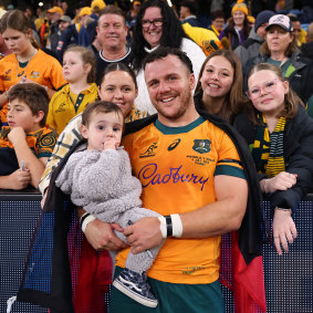 Dylan Pietsch of the Wallabies after the win against Wales on Saturday.