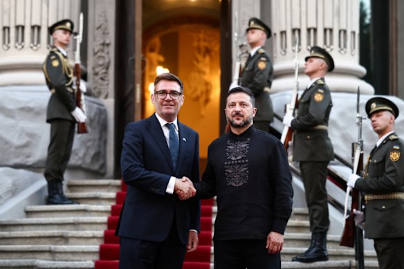 Ukraine President Volodymyr Zelensky meeting British Prime Minister Andy Burnham in Kyiv last week.