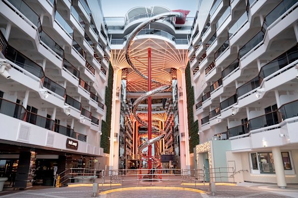 Drop on down to the World Promenade via the 11-deck Venom Drop, if you dare.