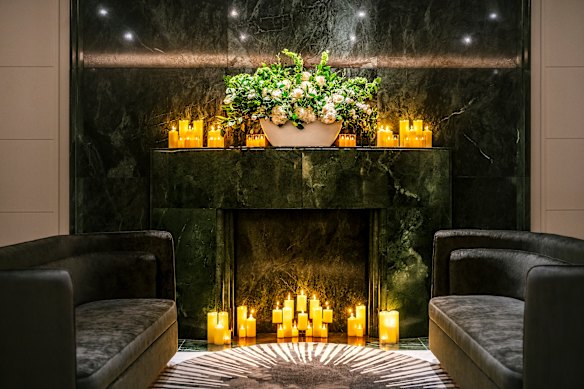 Lobby fireplace where the daily  Sofitel Candle Ritual, to mark the transition from day to night, takes place.