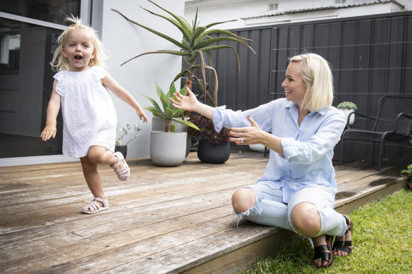 Georgia Hewett with two-year-old Chloe at their home in Randwick. 