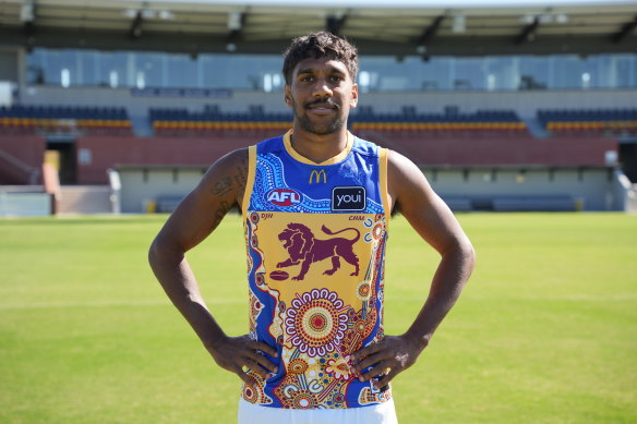 The Lions’ Indigenous jumper was designed by Des Headland and Ash McGrath.