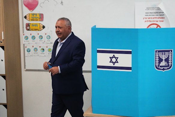 Gadi Eisenkot votes at a polling station in Herzliya, Israel.