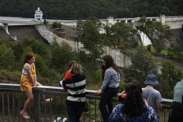 Warragamba Dam tips over capacity on Sunday morning.