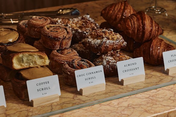 Pastries and bread are sourced from Austro and Blanc.