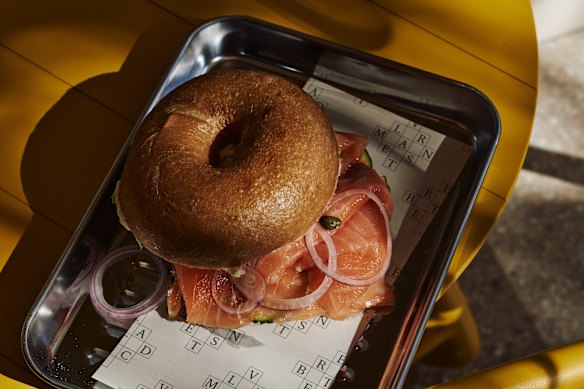 Smoked salmon Blanc bagel.