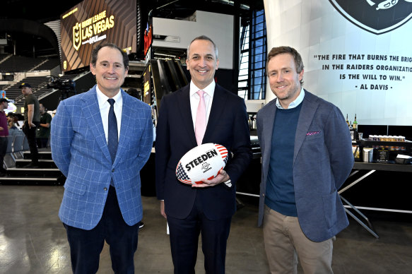 UFC COO Lawrence Epstein, NRL CEO Andrew Abdo and UFC executive vice president of international operations David Shaw.