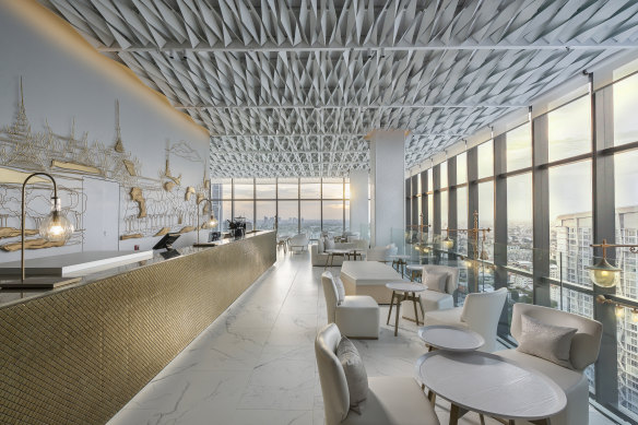 The lobby with its city views – a work and play stay.