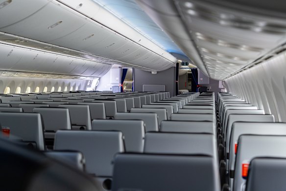 Jetstar’s  Boeing 787-8 Dreamliner interior.