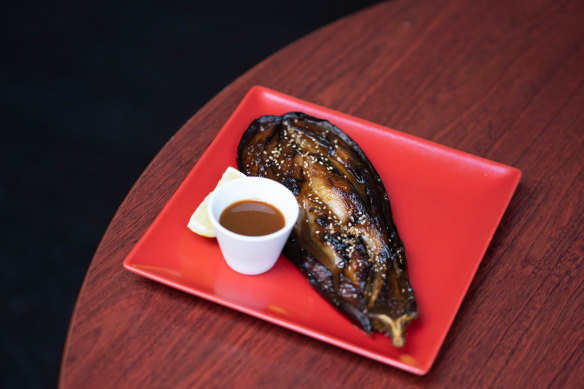 Lacquered eggplant with miso sauce at Restaurant Bon.