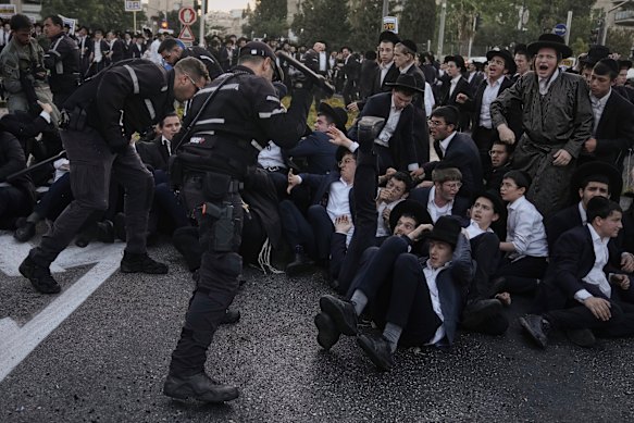 An ultra-Orthodox protest against army recruitment in Jerusalem earlier this month.