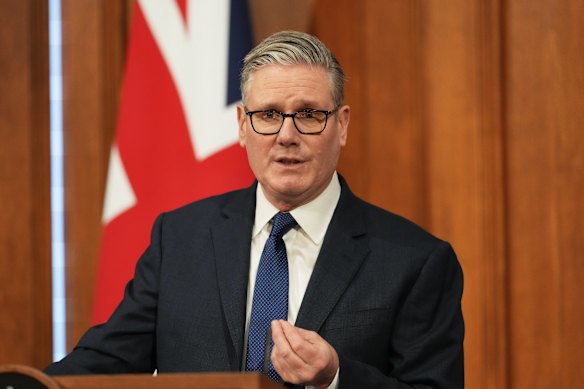 UK Prime Minister Keir Starmer at a press conference on Wednesday.
