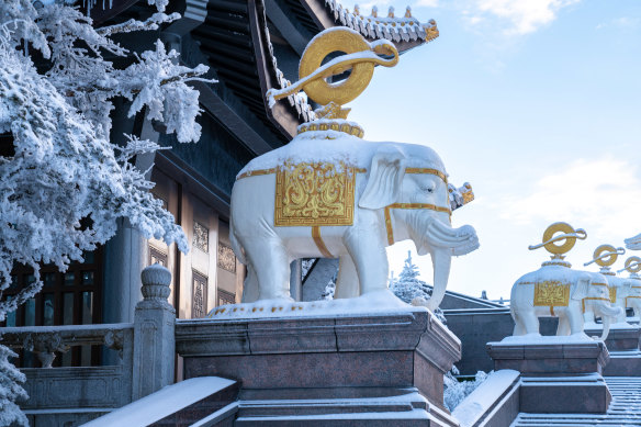 Statues atop Mount Emei, Sichuan.