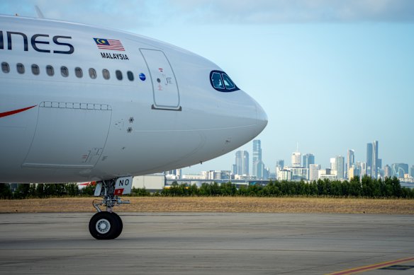 Malaysia Airlines’ A330neo at Brisbane Airport earlier this year.