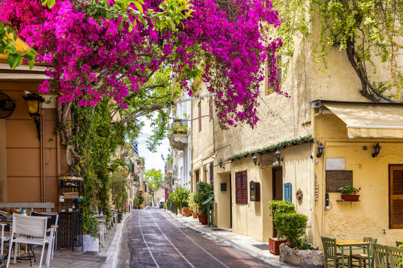 Plaka, in Athens’ old quarter, is a popular spot for strolling.