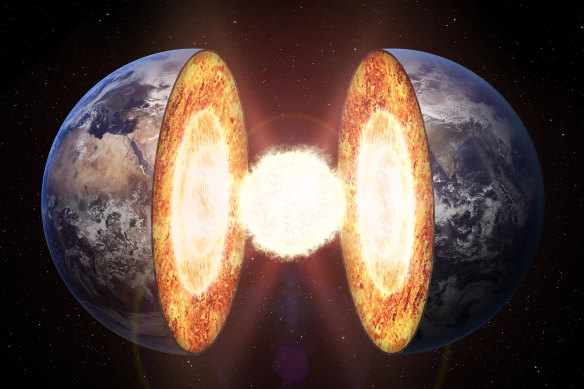 The Earth’s inner core is as hot as the surface of the sun and would be as bright to look at, scientists say.