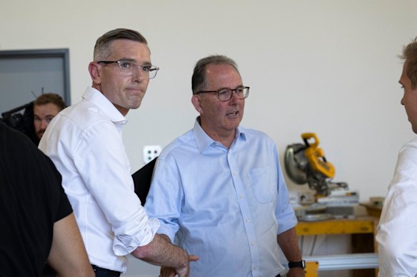 NSW Premier Dominic Perrottet with Sports Minister Alister Henskens.