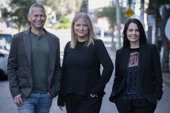 Made Up Stories co-founders (from left) Steve Hutensky, Bruna Papandrea and Jodi Matterson.